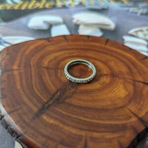 LAGOS Sterling silver caviar beaded diamond 3mm thin dainty stacking band ring